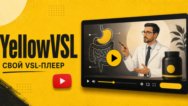 YellowVSL: свой VSL-плеер. Видеокадр с доктором, схемой пищеварения и банкой продукта.